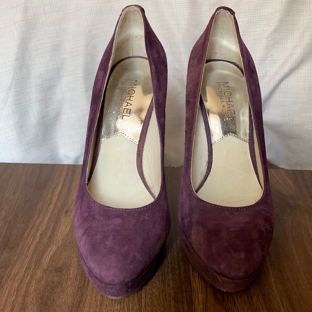 Michael Kors Purple Suede Patchwork Heels Size 6